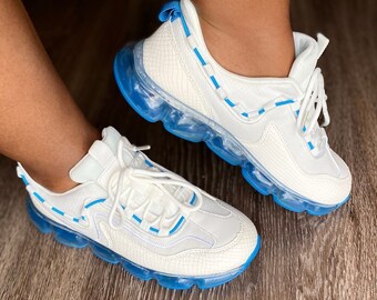 Women's New Design Fashion White And Blue Spring Summer Casual Sneakers.