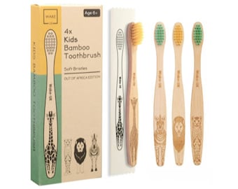 Bamboo Toothbrush for Children, 4 pcs, Smaller Design, Soft Bristles, Organic & Natural, Eco Friendly