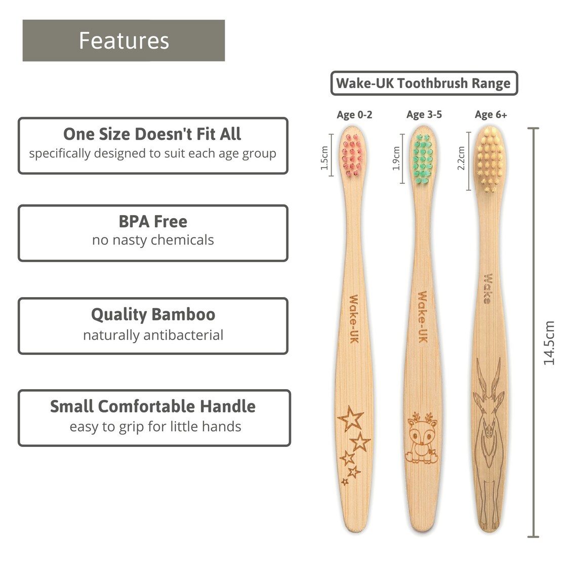 Bamboo Toothbrush for Children Age 35 Yrs 4 pcs Smaller Etsy