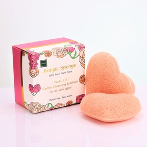 Konjac Sponge Set of 2, Natural Exfoliating Face Sponges, korean Japanese beauty