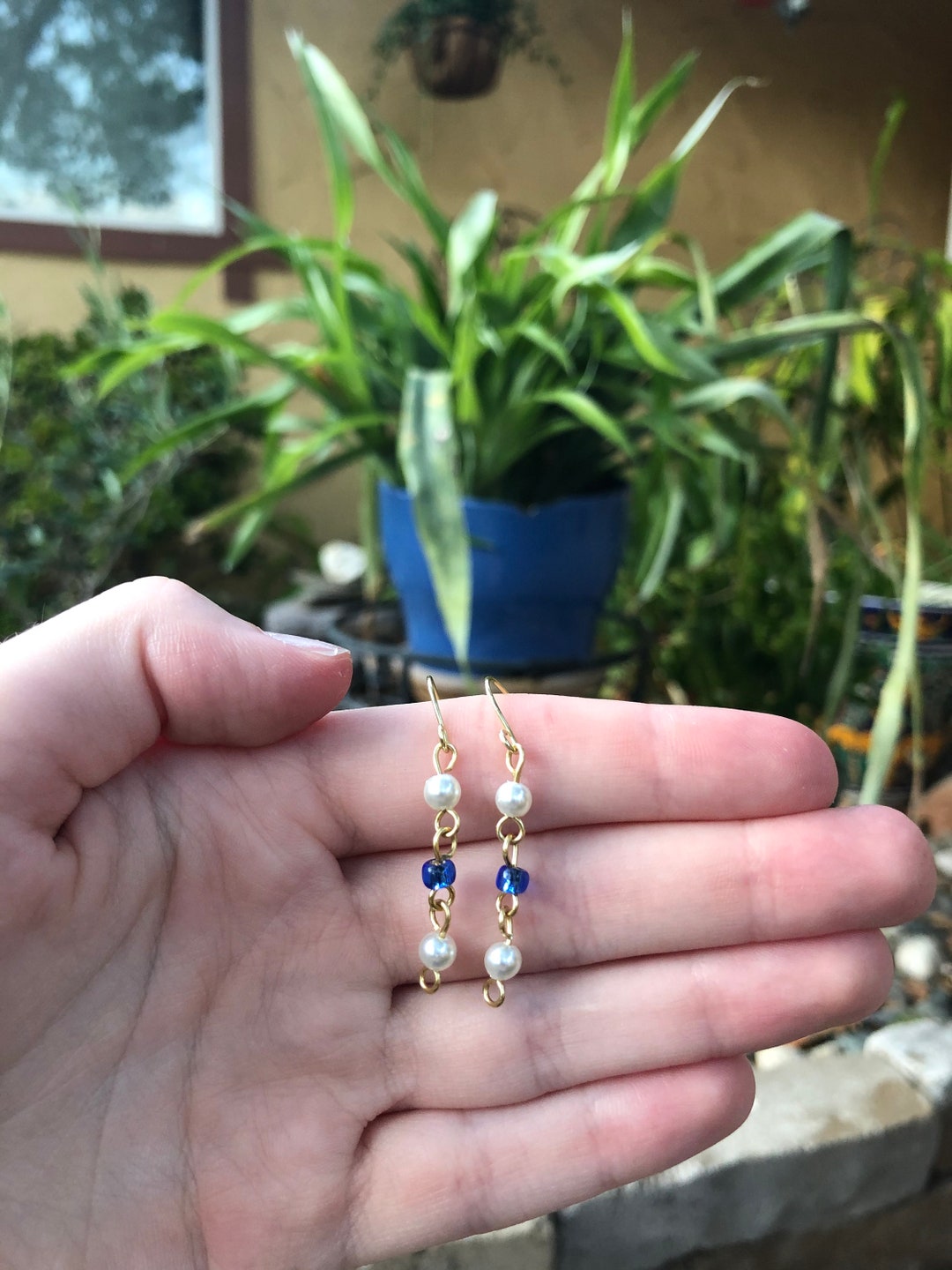 Blue and Gold Earrings Etsy — free download