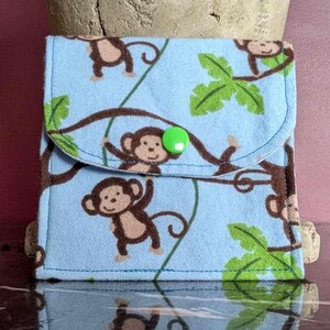 Pochette pour billets / Pochette pour cartes / Pochette intimité / Pochette à maquillage / Portefeuille en tissu singe