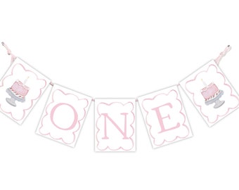Girls 1st Birthday Banner | First Birthday Banner | Birthday Pennant | Girl | First Birthday | ONE Banner | Banner for Highchair