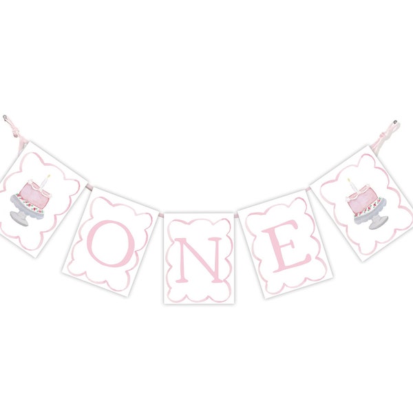 Girls 1st Birthday Banner | First Birthday Banner | Birthday Pennant | Girl | First Birthday | ONE Banner | Banner for Highchair