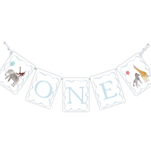 Party Animals  1st Birthday Banner | Watercolor First Birthday Banner | Highchair Banner | Party Animals | Wild One | Safari 1st Birthday