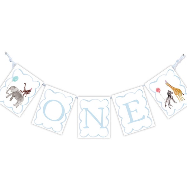 Party Animals  1st Birthday Banner | Watercolor First Birthday Banner | Highchair Banner | Party Animals | Wild One | Safari 1st Birthday