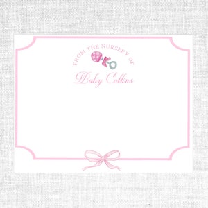 Baby Girl Rattle Stationery Set / Nursery of Stationery / Shower Gift / Watercolor Stationery