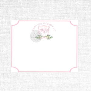 Ensemble de papeterie Monogram Crest pour fille | Pépinière de cartes de notes | | cadeau de douche | de papeterie aquarelle Cartes de remerciement de douche