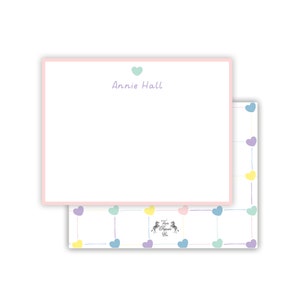 Ensemble de papeterie coeurs pastel | de correspondance coeur | Papeterie personnalisée | cartes de correspondance plates personnalisées | Papeterie pour filles