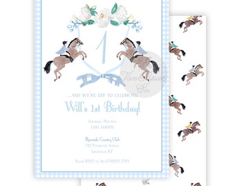 Watercolor Boys Derby Birthday Invitations | Derby Birthday | Horse Themed Birthday | First Birthday | Off to the Races