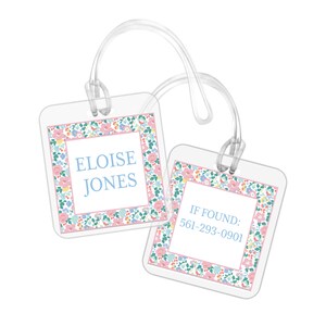 Liberty Floral Square Bag Tag | liberty floral luggage tag | preppy luggage tag | preppy bag tag | backpack tag | custom bag tag | laminated
