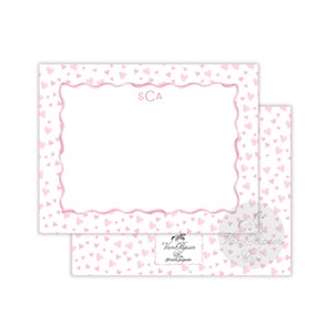 Aquarelle Pink Heart Papeterie | cartes Blue Hearts | Ensemble de papeterie | Papeterie sur mesure | cartes de notes plates personnalisées | Cadeau douche