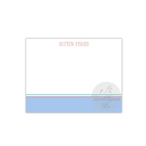 Blauer Streifen Briefpapier Set | Briefpapier Set | Streifen Briefpapier | Personalisiertes Briefpapier | Individuelle Flat Note Cards | Preppy Boy | Jungen Notizkarten