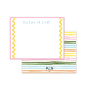 Ensemble de papeterie à rayures aquarelle | Rayures aquarelles | Papeterie personnalisée | cartes de correspondance plates personnalisées | Papeterie pour filles