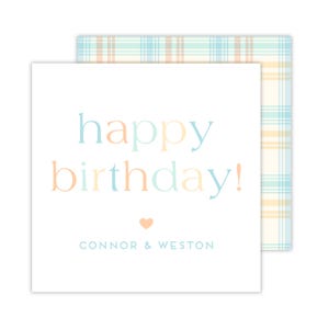 Plaid Happy Birthday Calling Cards | Custom Gift Tags | Gift Enclosure Cards | Customized Gifts | Calling Cards  | Happy Birthday Gift Tags
