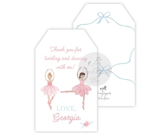 Watercolor Tutu Ballet Gift Bag Tags | Digital File or Printed Tags | Customizable Favor Bag Tags | Ballet Party | Tutu Tags | Tutu Two