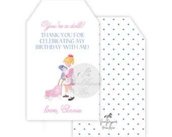 Watercolor Doll Birthday Favor Tags | Dolly Party | Dolly and Me Party | Babydoll Party | Girls Birthday Party Favor Tags | Watercolor Doll