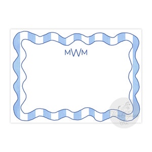 Gegratineerde blauwe streep briefpapierkaarten | Sint-jakobsschelp briefpapier | Aangepast briefpapier | Aangepaste platte notitiekaarten | Blauwe strepen | Opmerkingen over het kamp