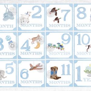 NOUVELLES cartes d'étape aquarelles pour garçons | Bébé garçon | Preppy | Classique | Cadeau bébé | Nouvelle maman | Jalon garçon | Baby Shower | Cartes bébé mois