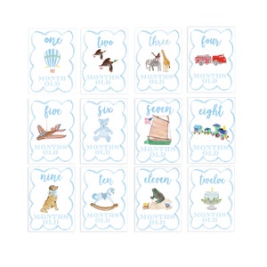 Tarjetas de hitos de acuarela para niños - Borde de vieira / Tarjetas de hitos para bebés / Tarjetas de hitos / Regalo de ducha / Tarjetas de hitos de acuarela
