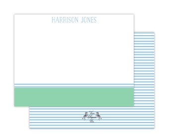 Green Stripe Stationery Set |Stationery Set | Stripe Stationery | Custom Stationery | Custom Flat Note Cards | Preppy Boy | Boys Note Cards