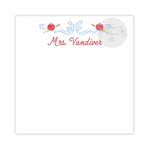 Apples & Bows Teacher Notepad | Teacher Notepad | Custom Notepad | Teacher Gifts | Teacher Appreciation | Teacher's Name Notepad | BTS