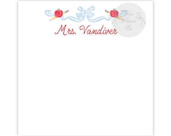 Apples & Bows Teacher Notepad | Teacher Notepad | Custom Notepad | Teacher Gifts | Teacher Appreciation | Teacher&#39;s Name Notepad | BTS