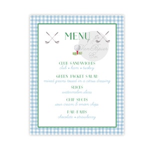 Golf Party Menu Sign | Golf Birthday | Golf Themed Birthday | Birthday Poster | Golf Menu | Watercolor Golf | Par-Tee