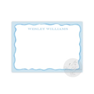 Ensemble de papeterie bicolore bleu vague | Ensemble de papeterie | Papeterie aquarelle | Cartes de correspondance personnalisées | Cadeau personnalisé | Papeterie BCBG
