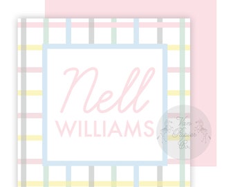 Pastel Plaid Calling Cards | Custom Gift Tags | Gift Enclosure Cards | Customized Gifts | Calling Cards | Kids Gift Tags | Girl Gift Tags