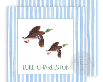 Watercolor Duck Calling Cards | Monogram | Boy | Enclosure Cards | Childrens Calling Cards | Watercolor Mallards | Customizable