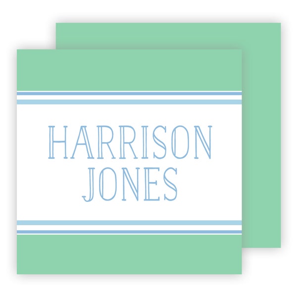 Green Stripe Calling Cards | Custom Gift Tags | Gift Enclosure Cards | Customized Gifts | Calling Cards | Kids Gift Tags | Boys Gift Tags