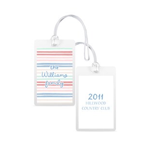 Sherbet Stripe Taschenanhänger | Pool Taschenanhänger | laminierter Kofferanhänger | Taschenanhänger | Familie-Gepäckanhänger | Wunsch gestreifter Anhänger