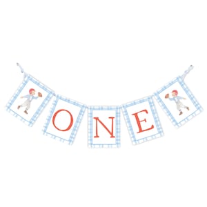 Football Themed 1st Birthday Banner | Watercolor First Birthday Banner | Highchair Banner | First Down | Football 1st Birthday Party