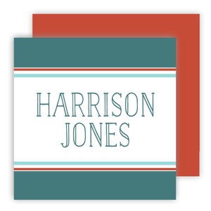Teal Stripe Calling Cards | Custom Gift Tags | Gift Enclosure Cards | Customized Gifts | Calling Cards | Kids Gift Tags | Boys Gift Tags