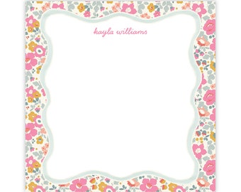 Custom Script Notepad | Pink Liberty Floral Notepad | Custom Notepad | Monogrammed Notepad | Custom Gift | Gift for Giftbox | Personal Gift