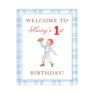 Watercolor Football Welcome Poster | Football Birthday | First Down Party | Boys First Birthday Party | First Birthday Football Party