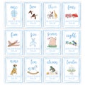 Boy Watercolor Milestone Cards - Blue Border | Month Milestone | Milestone Cards | Shower Gift | Baby Boy Milestone Cards | Monthly Cards