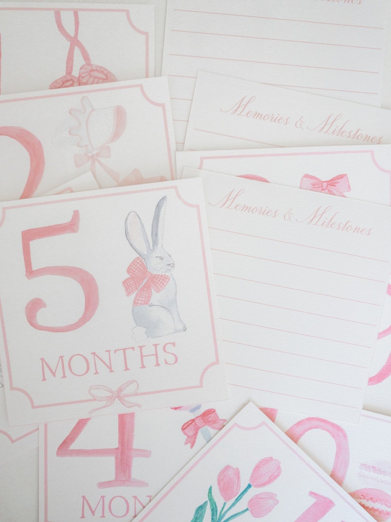 NEW Baby Girl Watercolor Milestone Cards | Month Cards | Milestone ...