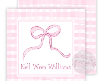 Watercolor Bow Calling Cards | Calling Cards | Monogram | Girl | Enclosure Cards | Childrens Calling Cards | Watercolor Bow