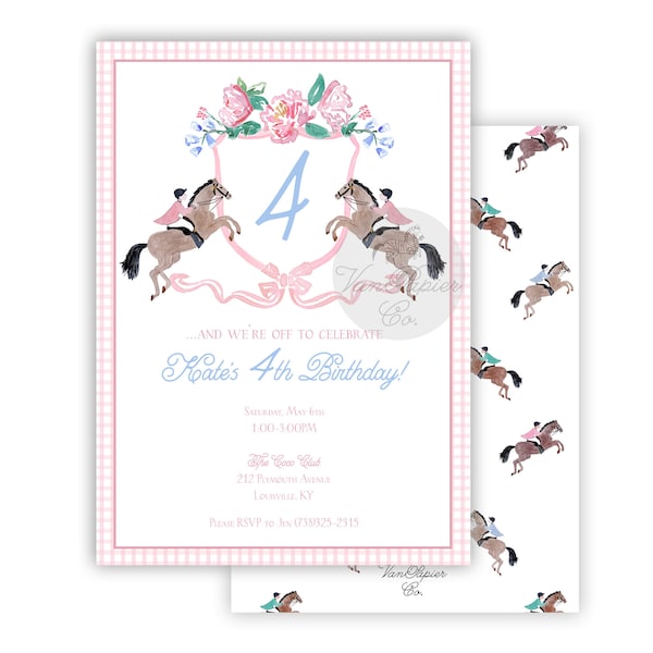 Watercolor Girls Derby Birthday Invitations | Derby Birthday | Horse Themed Birthday | Girls Horse Birthday | Off to the Races