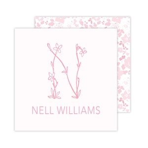 Pink Floral Name Calling Cards | Custom Gift Tags | Gift Enclosure Cards | Monogram Enclosure Cards | Name Calling Cards