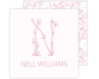Pink Floral Name Calling Cards | Custom Gift Tags | Gift Enclosure Cards | Monogram Enclosure Cards | Name Calling Cards