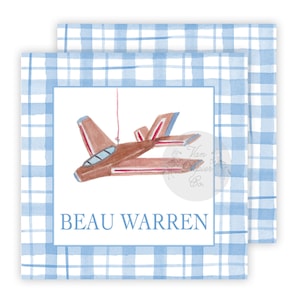 Aquarell-Flugzeug-Visitenkarten | Monogramm | Junge | Beilagekarten | Visitenkarten für Kinder | Aquarell Flugzeug | Anpassbar