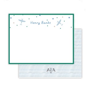Vliegtuigen en Star Dot-briefpapier | Briefpapier voor jongens | Aangepast briefpapier | Preppy jongens briefpapier | Vliegtuigen | Briefpapier met monogram