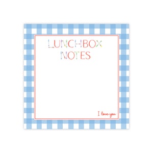 Blue Gingham Lunchbox Notes Notepad | Lunchbox Love Notes | Lunch Box Love Notes | Lunchbox Notepad | School | Kids | Notepad