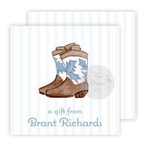 Aquarell Cowboy Boots Visitenkarten | Individuelle Geschenkanhänger | Geschenkbeilage Karten | Visitenkarten | Jungen Geschenkanhänger | Aquarell Cowboy-Stiefel