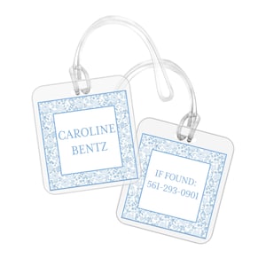 Blue Liberty Floral Bag Tag | liberty floral luggage tag | preppy luggage tag | preppy bag tag | backpack tag | custom bag tag | laminated