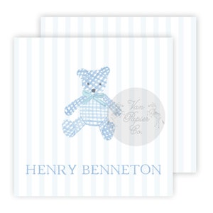 Watercolor Bear Calling Cards | Custom Gift Tags | Gift Enclosure Cards | Calling Cards | Boys Gift Tags | Watercolor Gingham Bear