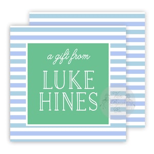 Blue & Green Stripe Calling Cards | Custom Gift Tags | Gift Enclosure Cards | Customized Gifts | Calling Cards  | Boys Gift Tags